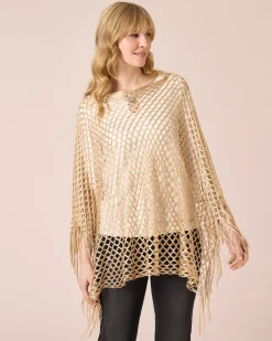 Hot Poncho mit Fransen Strickware