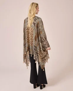 Outlet Poncho mit Quasten Strickware