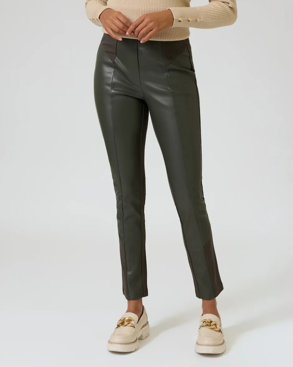 Clearance Ponte-Hose mit Leder-Imitat Hosen