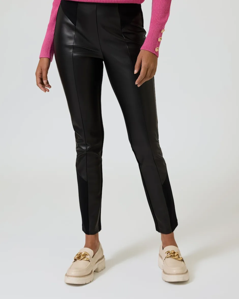 Clearance Ponte-Hose mit Leder-Imitat Hosen