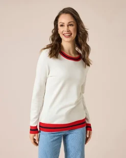 Discount Pullover gestreifte Rippe mit Rundhalsausschnitt Strickware