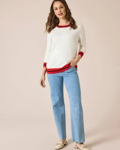 Discount Pullover gestreifte Rippe mit Rundhalsausschnitt Strickware