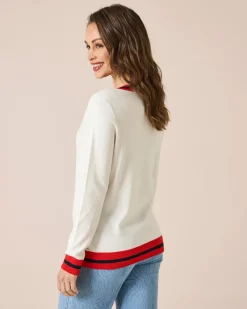 Discount Pullover gestreifte Rippe mit Rundhalsausschnitt Strickware