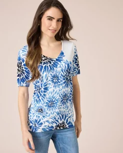 Pullover mit abstraktem Blumendruck Strickware