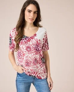 Pullover mit abstraktem Blumendruck Strickware