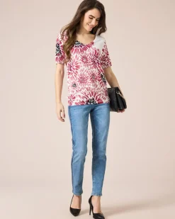 Pullover mit abstraktem Blumendruck Strickware