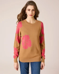 Hot Pullover mit Blumen-Jacquard Strickware