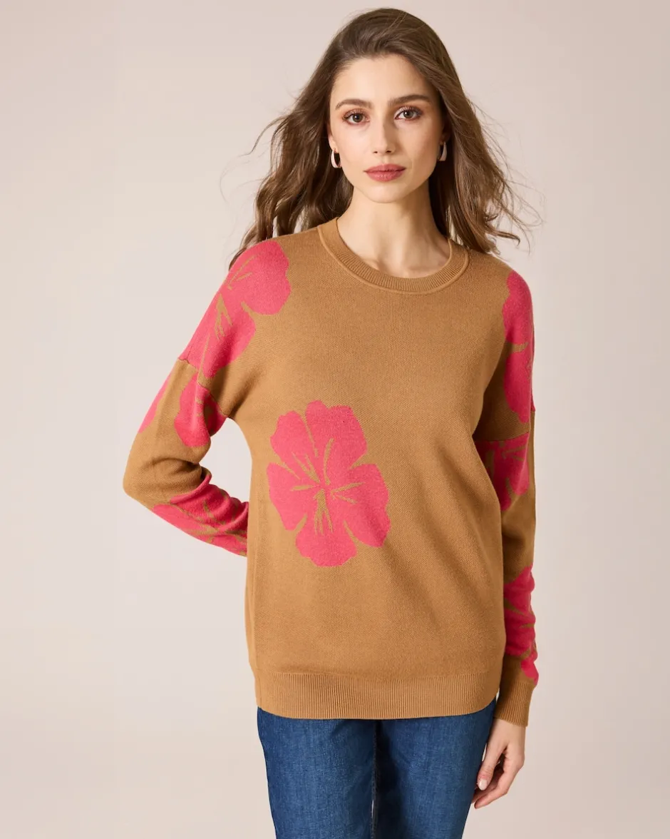 Hot Pullover mit Blumen-Jacquard Strickware