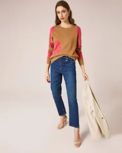 Hot Pullover mit Blumen-Jacquard Strickware