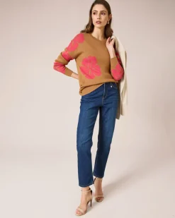 Hot Pullover mit Blumen-Jacquard Strickware