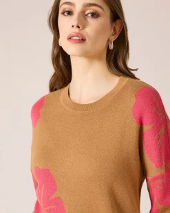 Hot Pullover mit Blumen-Jacquard Strickware