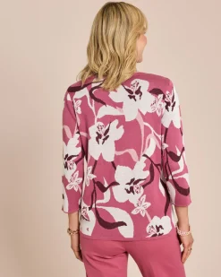 Sale Pullover mit Blumen-Muster, Jacquard Strickware
