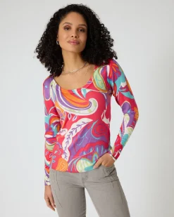 New Pullover mit Blumen-Print Strickware