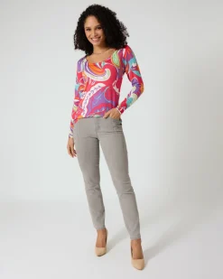 New Pullover mit Blumen-Print Strickware