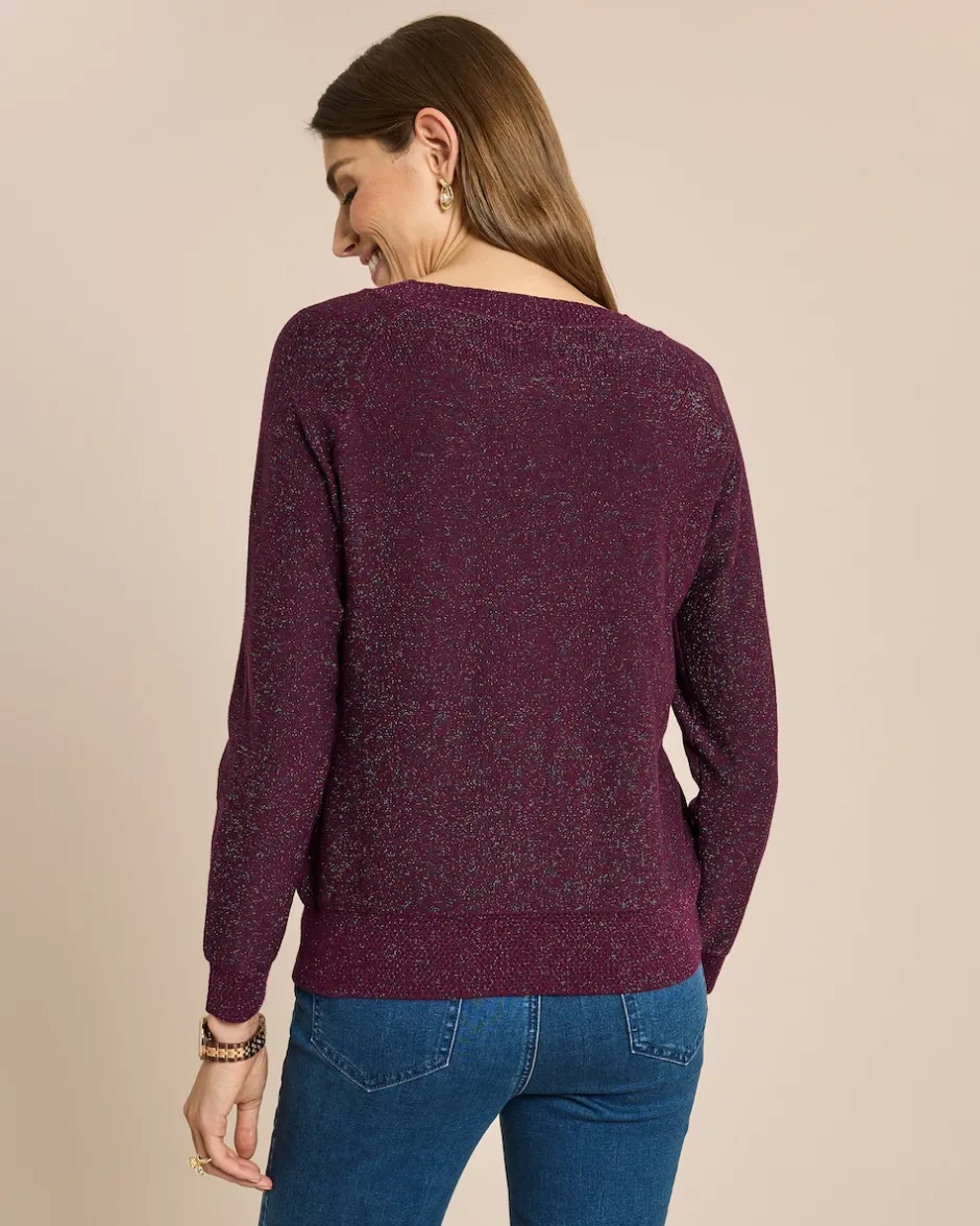 Outlet Pullover mit buntem Glitzergarn Strickware