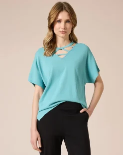 Hot Pullover mit Cut-Outs am Ausschnitt Strickware