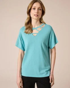 Hot Pullover mit Cut-Outs am Ausschnitt Strickware