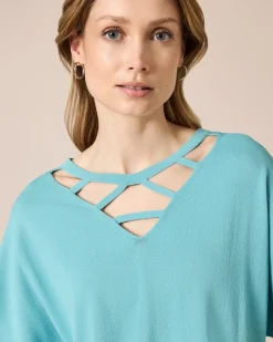 Hot Pullover mit Cut-Outs am Ausschnitt Strickware