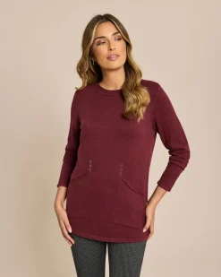 Discount Pullover mit Eingrifftaschen & Schal Strickware