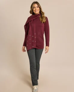 Discount Pullover mit Eingrifftaschen & Schal Strickware