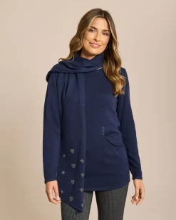 Discount Pullover mit Eingrifftaschen & Schal Strickware