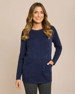 Discount Pullover mit Eingrifftaschen & Schal Strickware