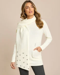 Discount Pullover mit Eingrifftaschen & Schal Strickware