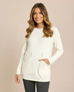 Discount Pullover mit Eingrifftaschen & Schal Strickware