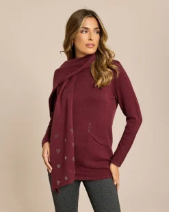 Discount Pullover mit Eingrifftaschen & Schal Strickware