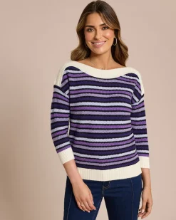 Clearance Pullover mit farbigen Streifen Strickware