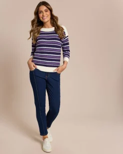 Clearance Pullover mit farbigen Streifen Strickware