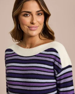 Clearance Pullover mit farbigen Streifen Strickware