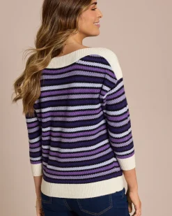 Clearance Pullover mit farbigen Streifen Strickware