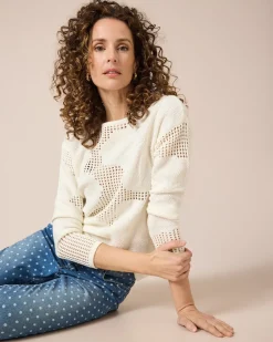 Sale Pullover mit floralem Lochmuster Strickware