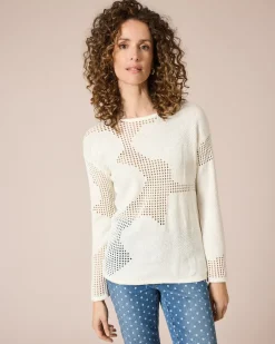 Sale Pullover mit floralem Lochmuster Strickware