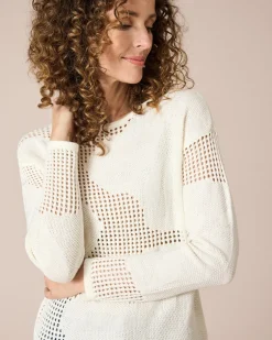 Sale Pullover mit floralem Lochmuster Strickware