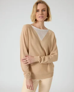 Clearance Pullover mit Glanzgarn-Ajour-Einsatz Strickware