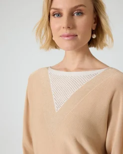 Clearance Pullover mit Glanzgarn-Ajour-Einsatz Strickware