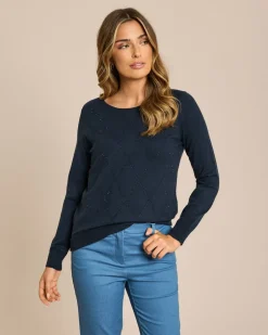 Outlet Pullover mit Karo-Design in Strass Strickware