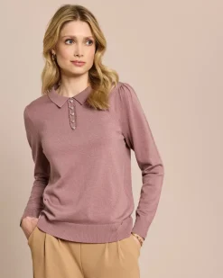 Best Pullover mit Kragen und Herzknöpfen Strickware