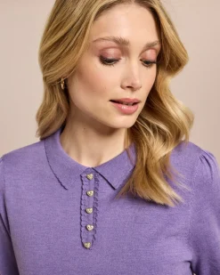 Best Pullover mit Kragen und Herzknöpfen Strickware