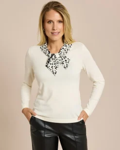 Online Pullover mit Leokragen und Schleife Strickware