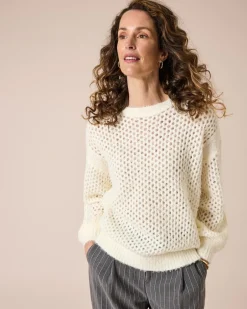 Outlet Pullover mit Lochstruktur Strickware
