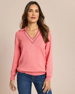 Hot Pullover mit Polokragen Strickware