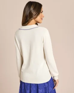 Hot Pullover mit Polokragen Strickware