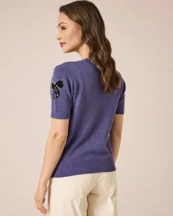 Outlet Pullover mit Schleifen und Steinchen Strickware