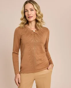 Online Pullover mit Strassdeko und Schleife Strickware