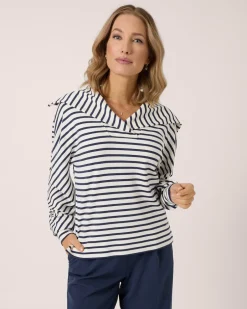 Sale Pullover mit Streifen & Kragen Shirts & Tops