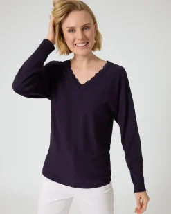 Hot Pullover mit tiefem V-Ausschnitt Strickware