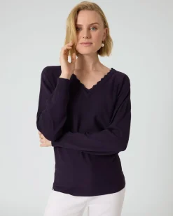 Hot Pullover mit tiefem V-Ausschnitt Strickware